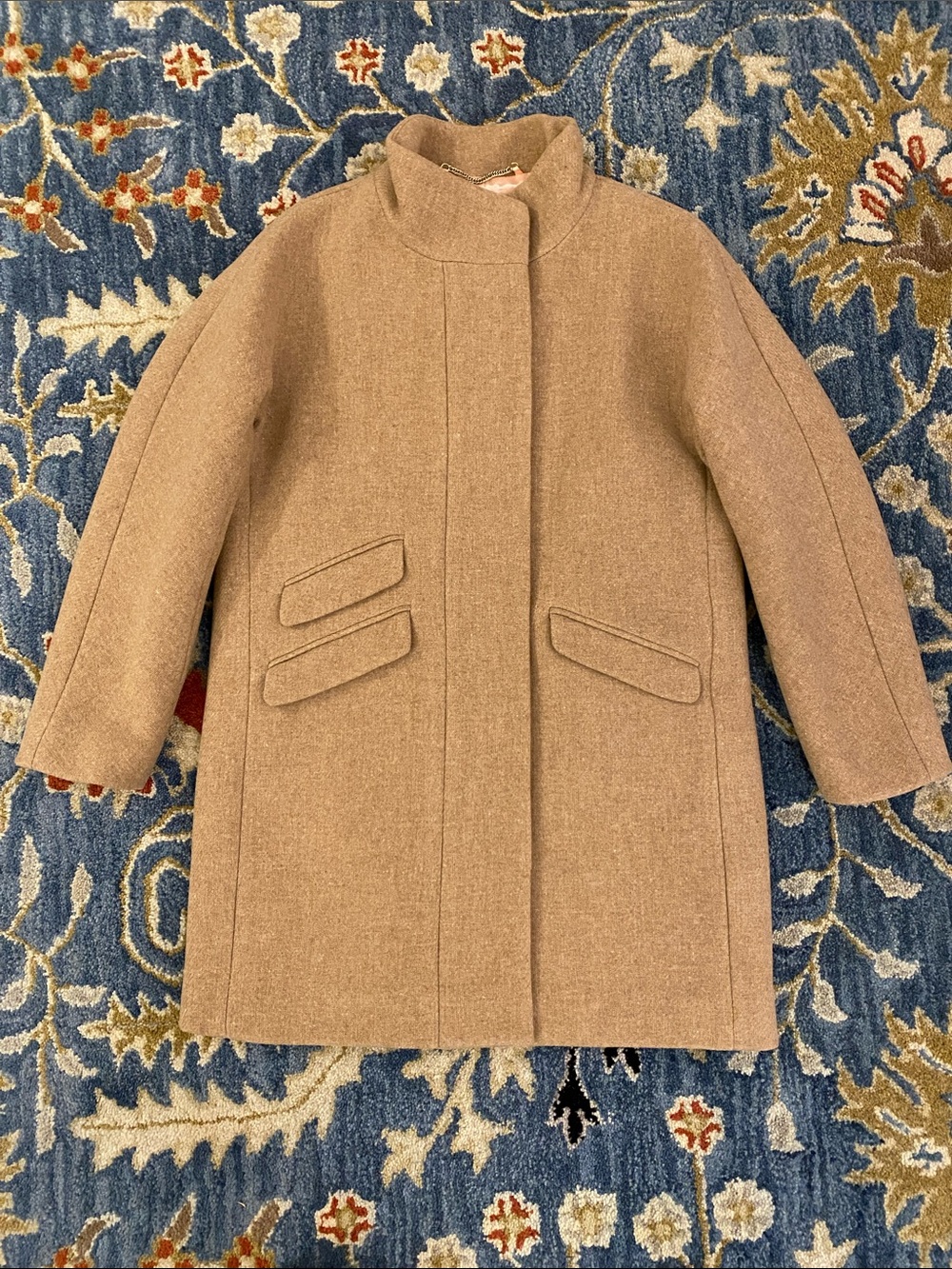 J. Crew Camel Stadium Coat • Dolman Sleeves • Wool Blend • Stand Collar • 8P